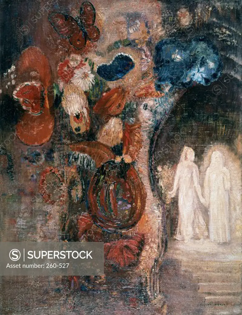 Title Unknown (Mystical Scene w/ Couple) Odilon Redon (1840-1916 French)