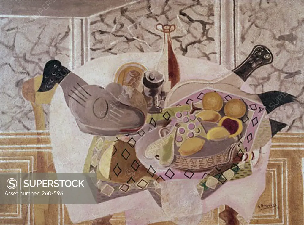 Mauve table cloth by Georges Braque, oil on canvas, 1882-1963