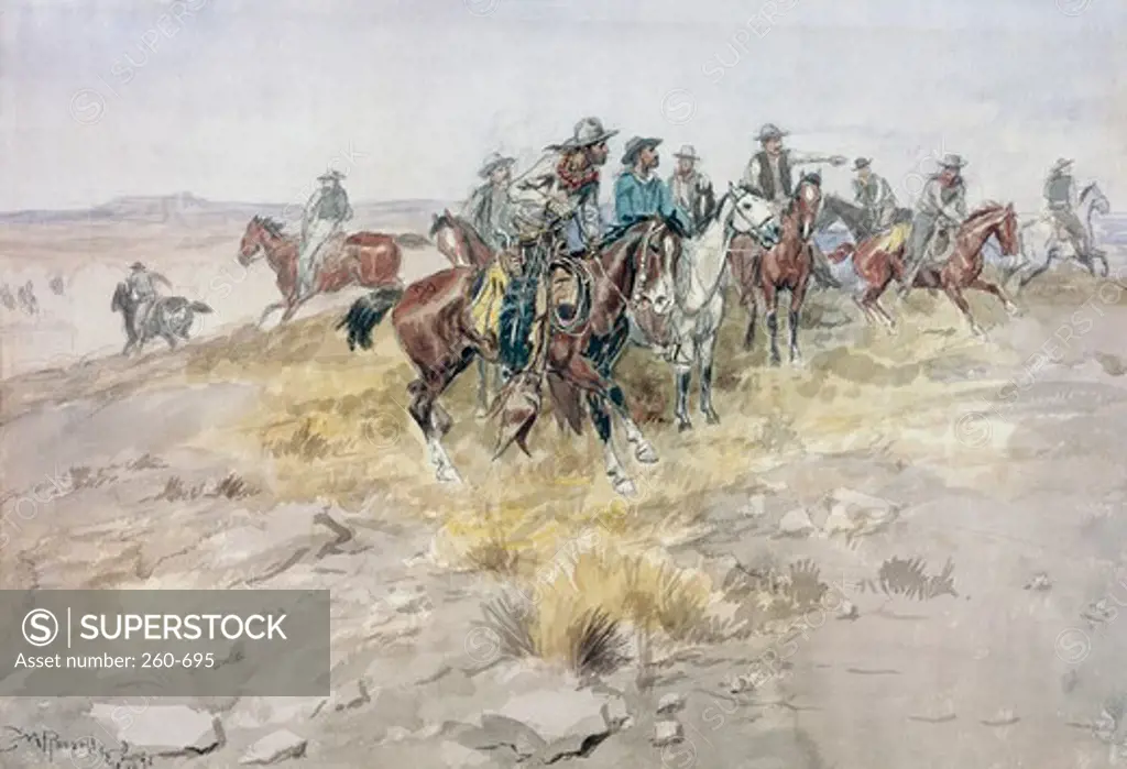 Title Unknown (Cowboys) Charles Marion Russell (1864-1926 American)