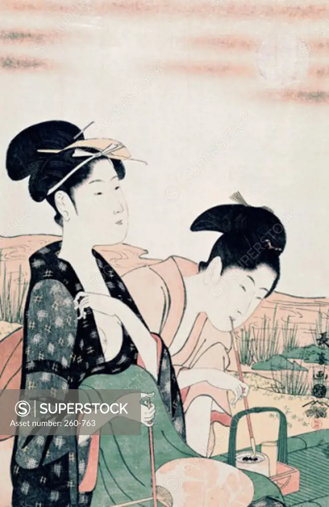 Hiroshige Utamaro Chocki  Hasinobu Anuti Print   