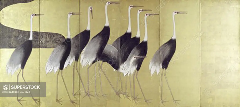 Cranes on Folding Screen Ogata Korin (1658-1716 Japanese)