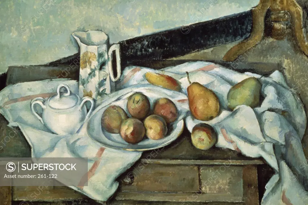 Peaches and Pears 1888-1889 Paul Cezanne (1839-1906 French) Oil on Canvas Museum of Modern Western Art, Moscow, Russia