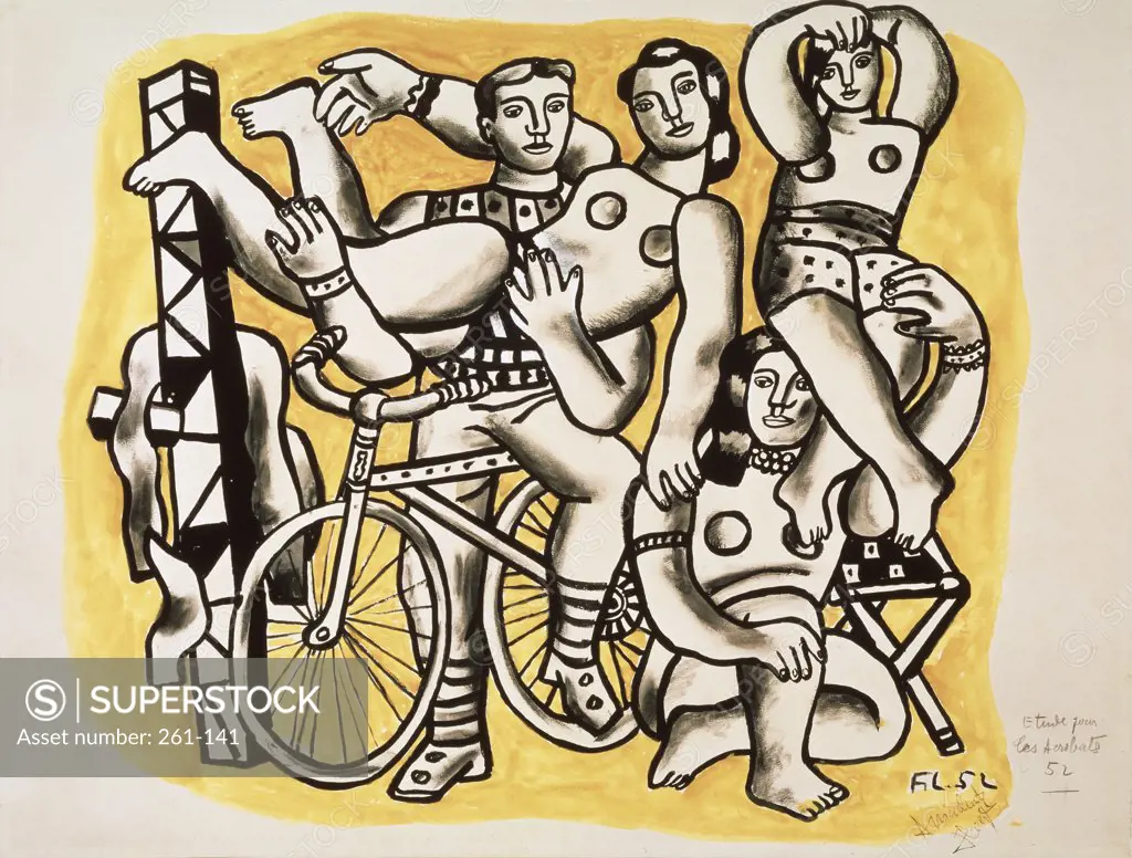 The Acrobats by Fernand Leger, oil on canvas, 1952, 1881-1955, Russia, Moscow, Pushkin Museum of Fine Arts