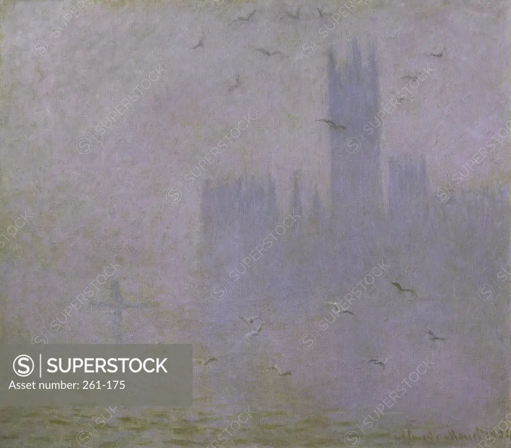 Seagulls (The River Thames & Houses of Parliament, London) 1904 Claude Monet (1840-1926 French) Oil on canvas Pushkin State Museum, Moscow, Russia