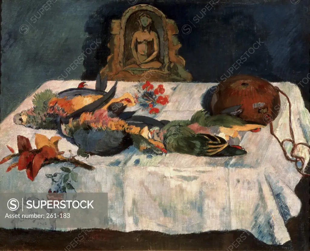 Still Life with Parrots, 1902, Paul Gauguin 1848-1903 French, Oil on Canvas, Pushkin Museum of Fine Arts, Moscow
