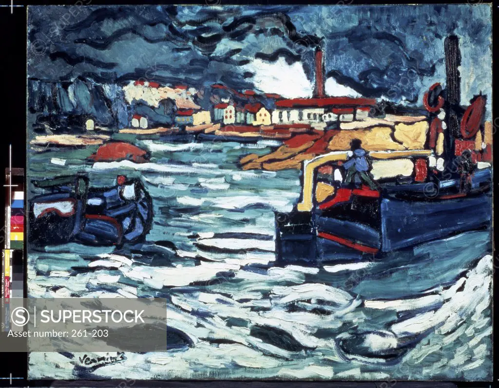 Skiffs on the River Seine by Maurice de Vlaminck, oil on canvas, 1907, 1876-1958, Russia, Moscow, Pushkin Museum of Fine Arts
