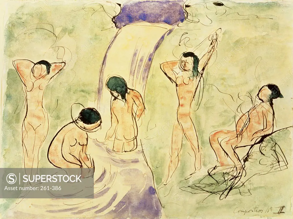 The Swimming Ones by Henri Matisse, ink and watercolor, 1869-1954, Russia, Moscow, Pushkin Museum of Fine Arts