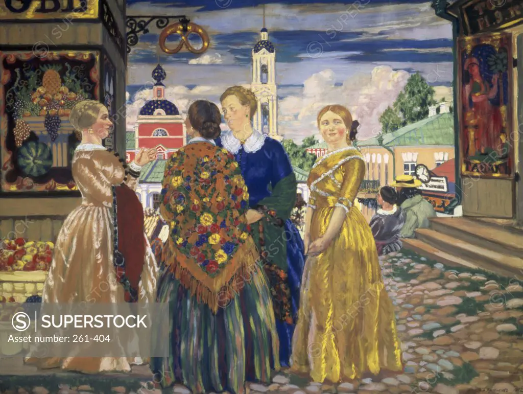 The Businesswomen  1912  Boris Mihajlovic Kustodiev (1878-1927/Russian)  Oil on canvas  Museum of Russian Art, Kiev 