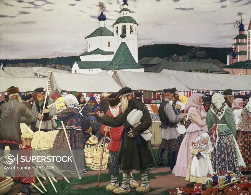 The Fair 1913 Boris Mihajlovic Kustodiev (1878-1927 Russian) Oil On Canvas Museum of Art, Nizhni Novgorod, Russia