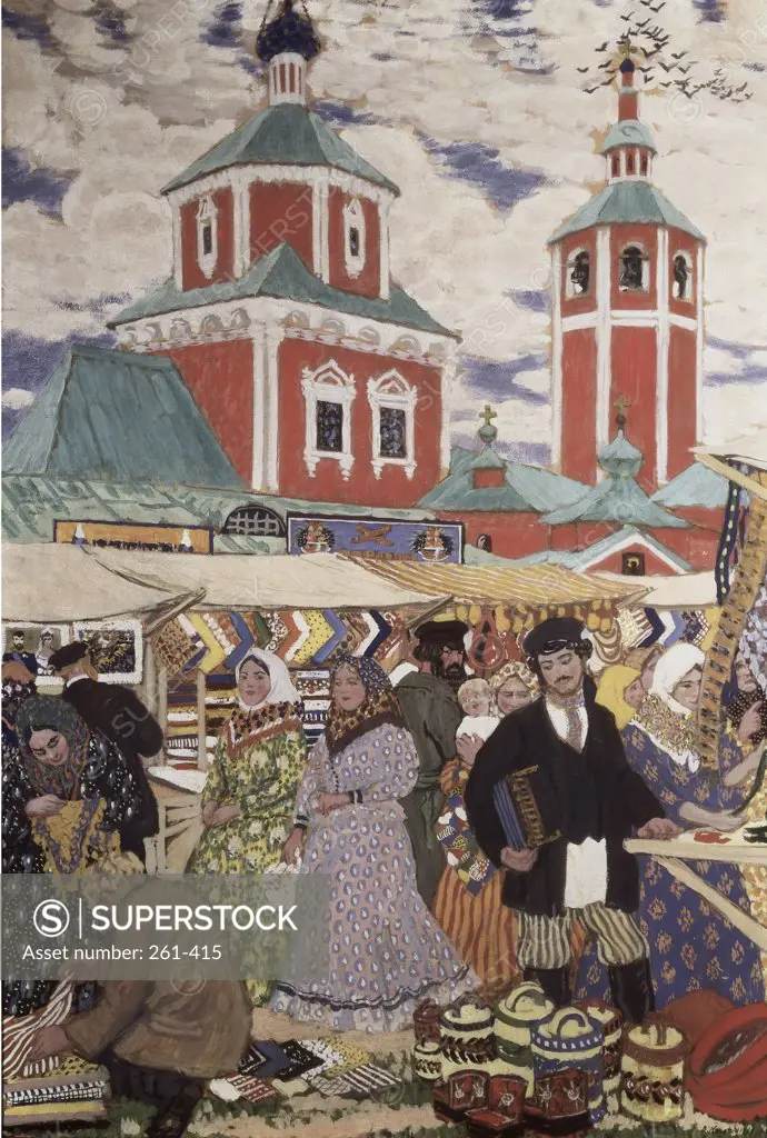 At The Fair 1913 Boris Mihajlovic Kustodiev (1878-1927 Russian) Oil On Canvas Museum of Art, Nizhni Novgorod, Russia