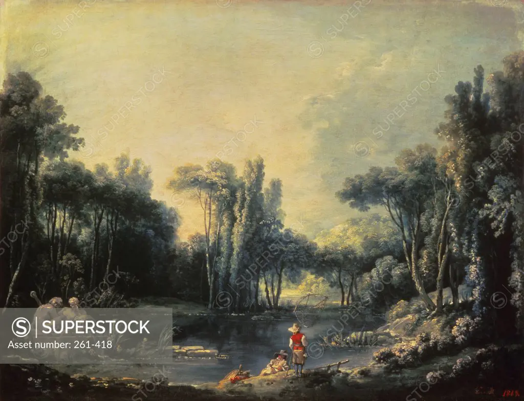 Landscape With A Pond 1746 S.d. 1746 Francois Boucher (1703-1770 French) Oil On Canvas State Hermitage Museum, St. Petersburg, Russia