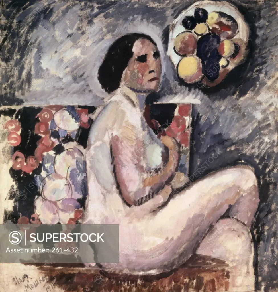 Nude by Ilya Ivanovic Maskov, oil on canvas, 1915, 1881-1944, Russia, Taganrog, Museum of Art.