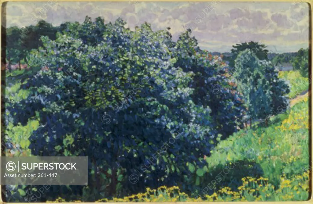 The Blue Bush, Konstantin Fjodorovic Yuon, oil on canvas, 1915, 1875-1958, Russia, Moscow, Tretyakov Gallery