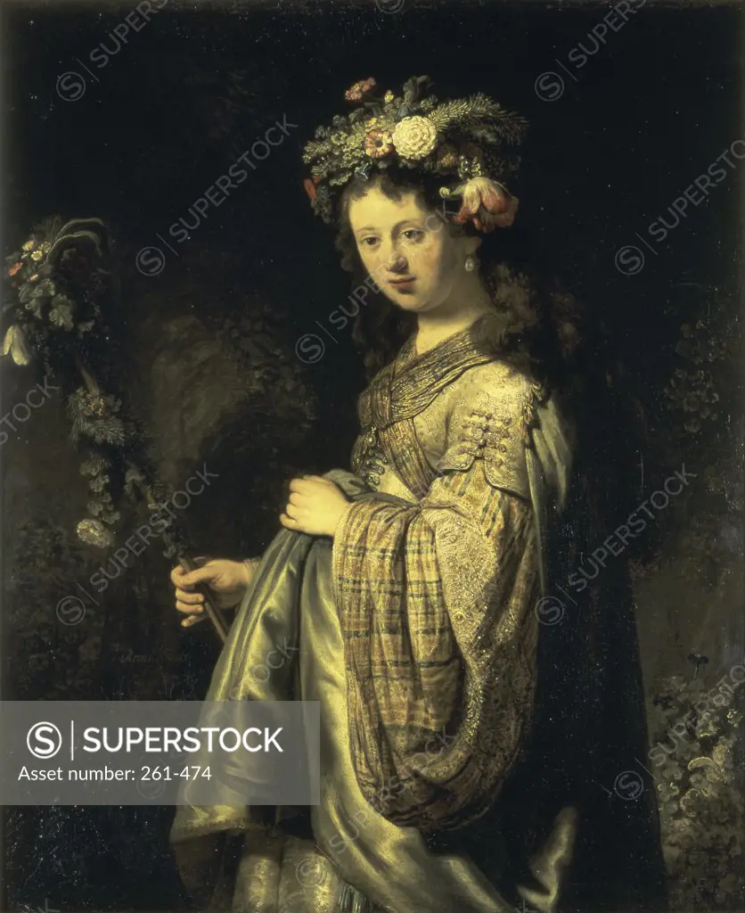 Saskia as Flora  Rembrandt Harmensz van Rijn (1606-1669/Dutch)  Oil on canvas    Hermitage Museum, St. Petersburg, Russia 