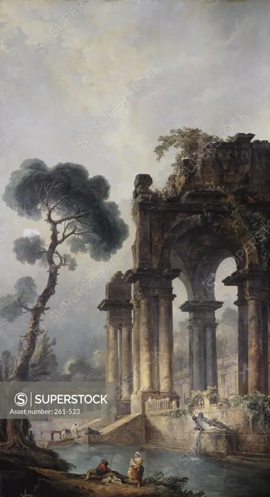 The Ruins Near The Water 1779 Hubert Robert (1733-1808 French) Oil On Canvas Pushkin Museum of Fine Arts, Moscow, Russia