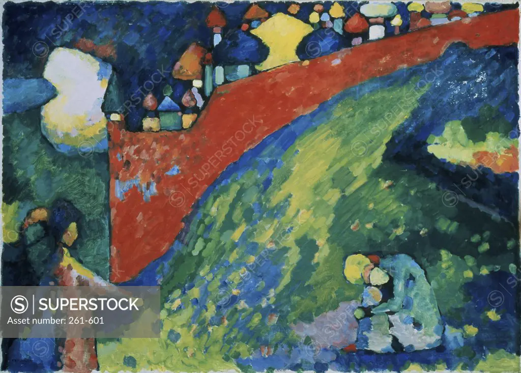 Red Wall by Vasily Kandinsky, oil on canvas, 1909, 1866-1944, Russia, Astrakhan, Kustodiev Gallery