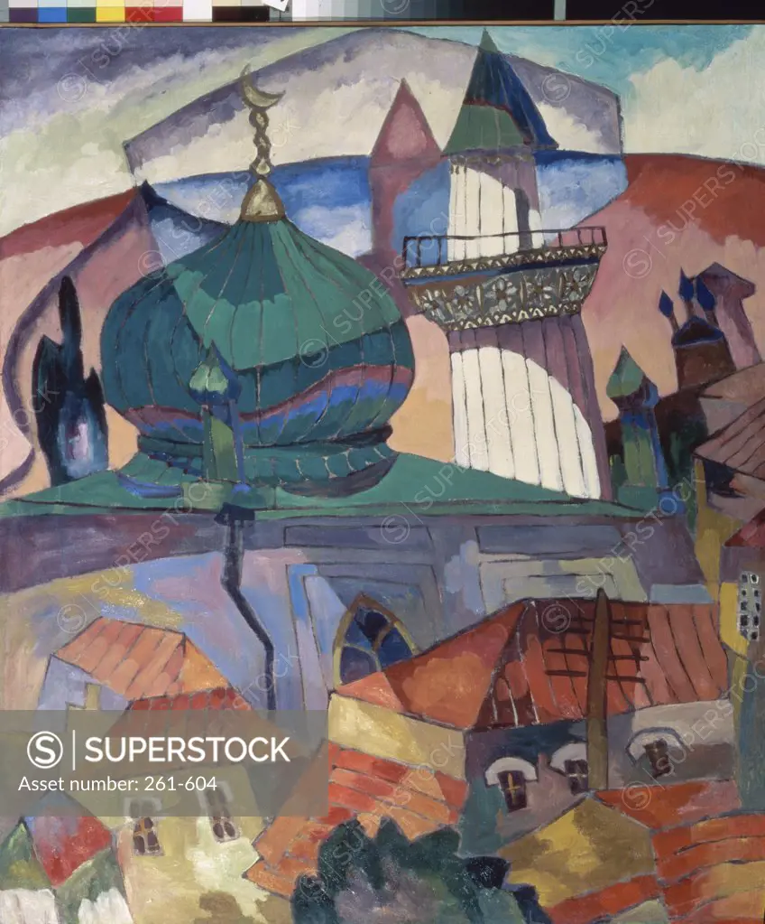 Mosque by Aristarkh Lentulov, oil on canvas, 1916, 1882-1943, Russia, Astrakhan, Kustodiev Gallery