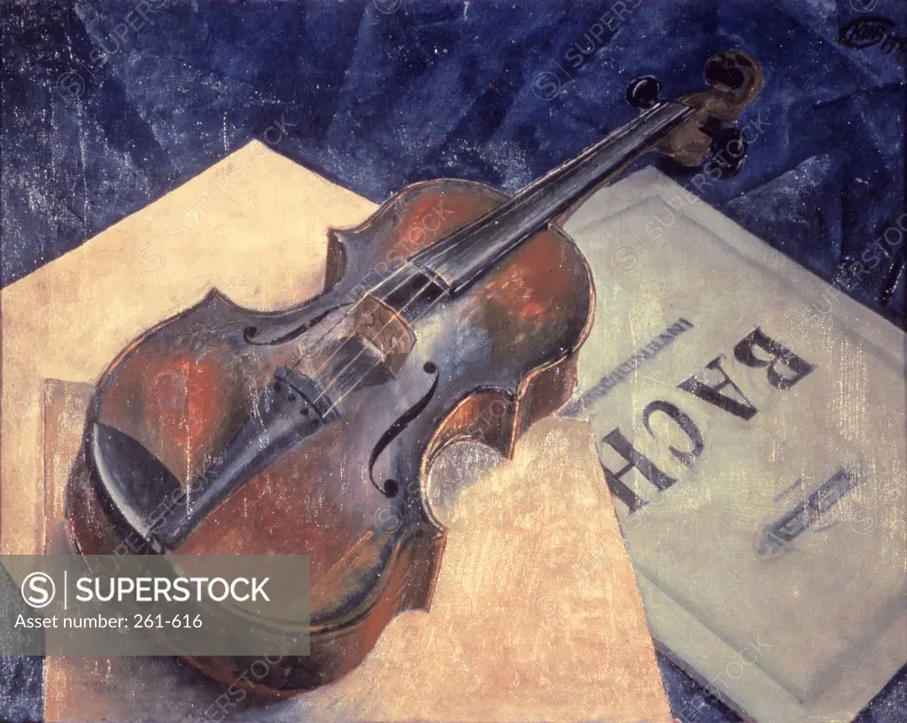 Still Life with Violin  1921  Kuzma Petrov-Vodkin (1878-1939/Russian)  Private Collection 
