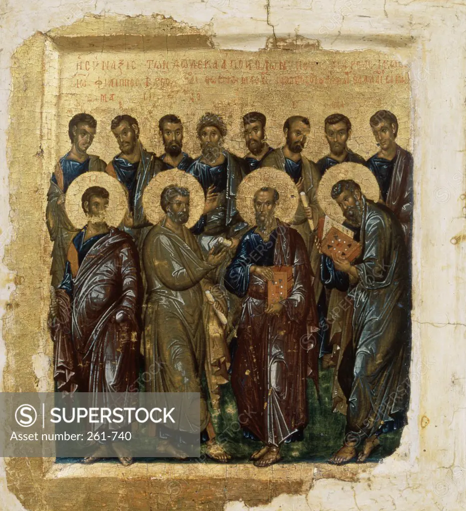 Icon Showing The Twelve Apostles  14th C. Byzantine Art (5th C.-15th C.) Pushkin Museum of Fine Arts, Moscow, Russia