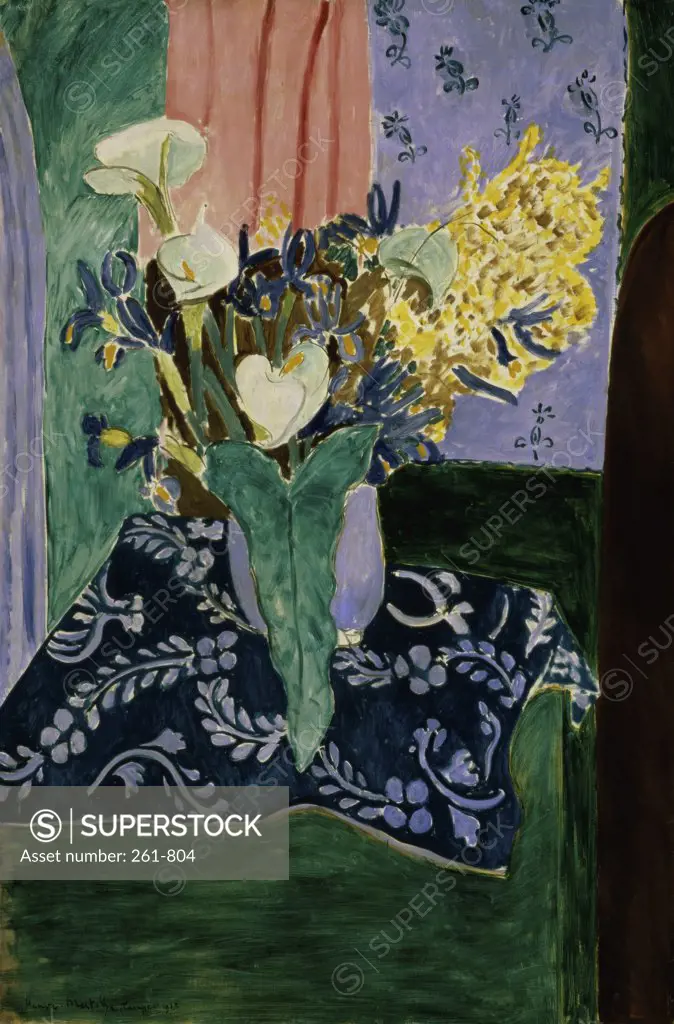 Calla Lilies, Irises, and Mimosas by Henri Matisse, oil on canvas, 1913, 1869-1954, Russia, Moscow, Pushkin Museum of Fine Arts