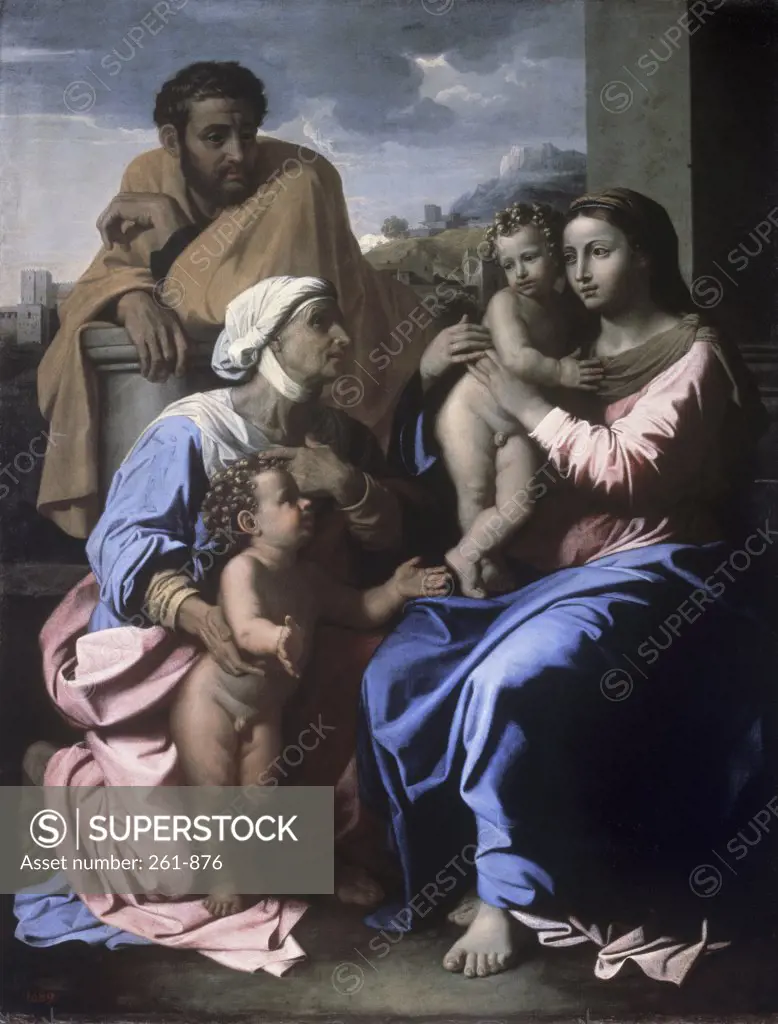 The Holy Family with John the Baptist & St. Elizabeth 1644-1655 Nicolas Poussin (1594-1665 French) Oil on canvs State Hermitage Museum, St. Petersburg, Russia