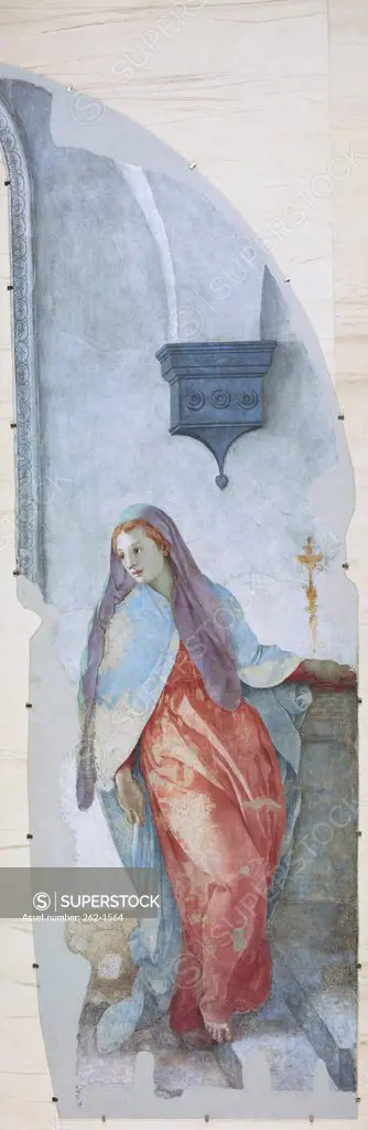 Annunciation - Virgin  C. 1528 Pontormo, Jacopo(1494-1557 Italian) Fresco Capponi Chapel, Santa Felicita, Florence, Italy 