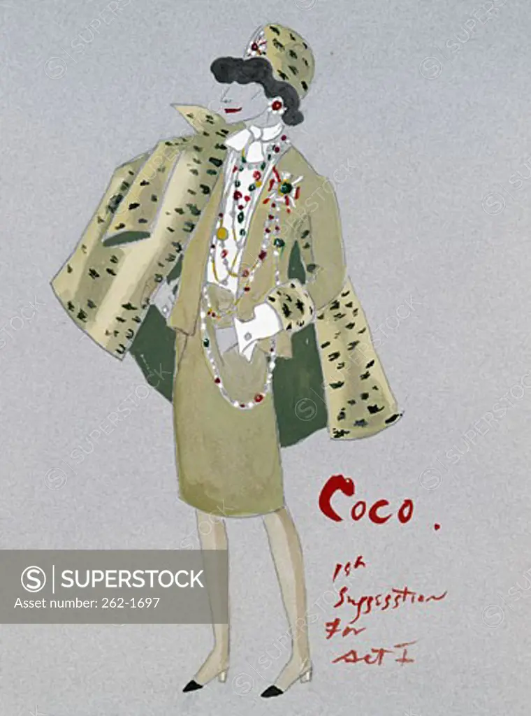 Suit and Leopard Coat,  Costume for 'Coco',  by Cecil Walter Hardy Beaton,  1969,  (1904-1980)