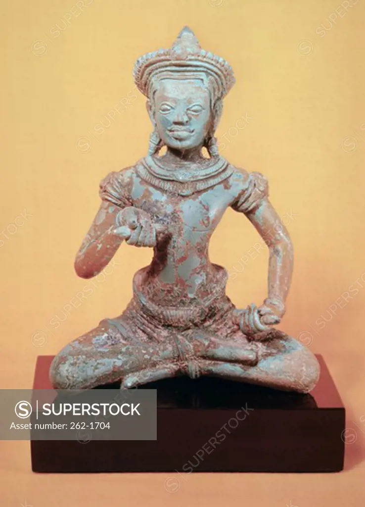 Vajrasattva, Style of Angkor Vat 12th Century Cambodian Art Bronze Private Collection