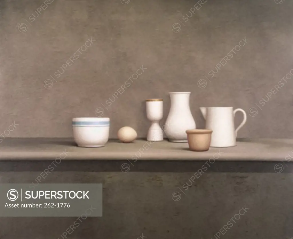 Still Life with Pitcher, Egg Cup, Bowls, and Base by William Bailey