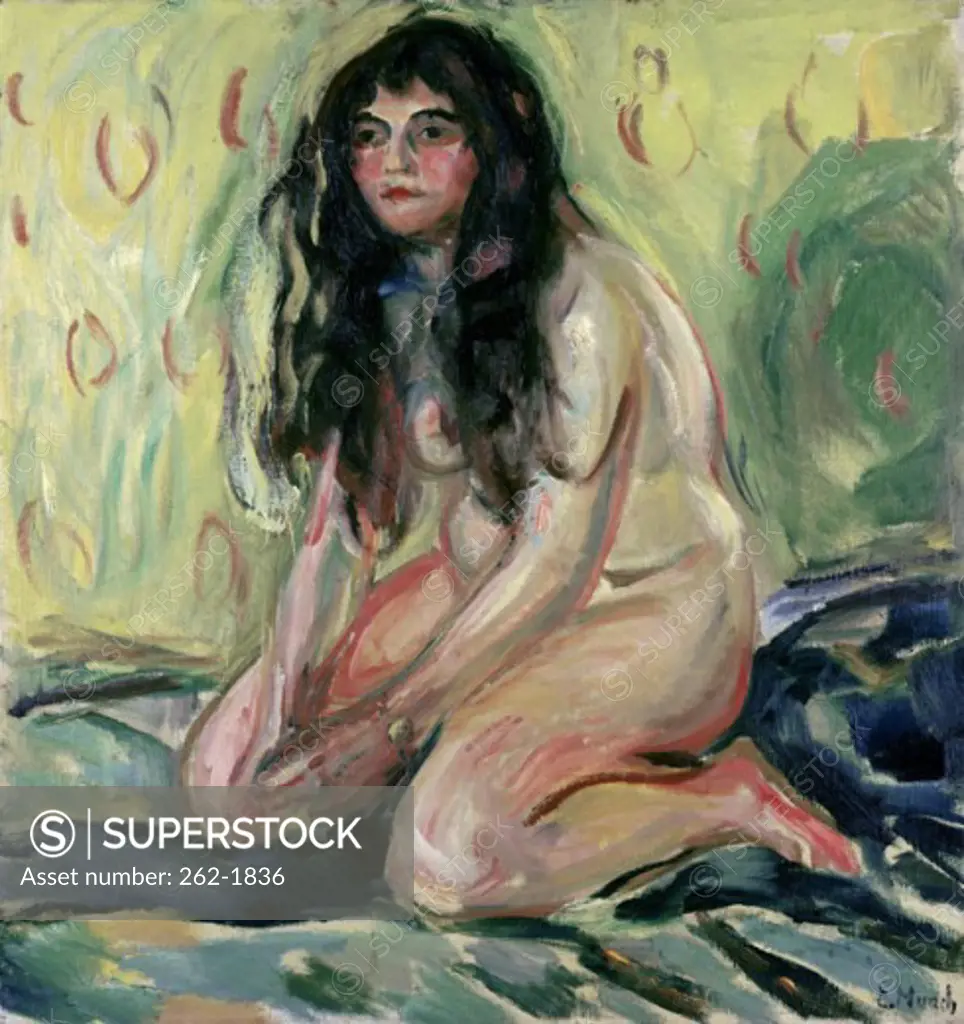 Kneeling Nude by Edvard Munch, oil on canvas,, 1863-1944