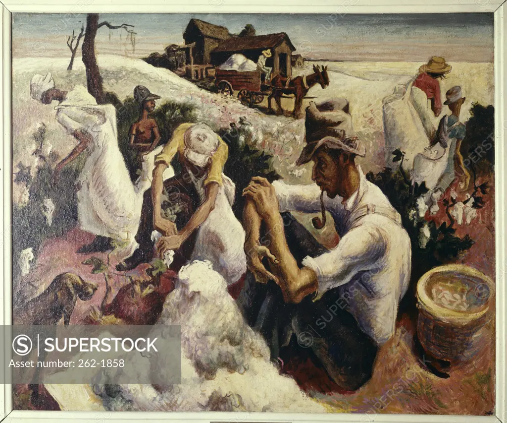 Cotton Pickers, Georgia by Thomas Hart Benton (/American), oil on canvas, 1889-1975, USA, New York City, Metropolitan Museum of Art