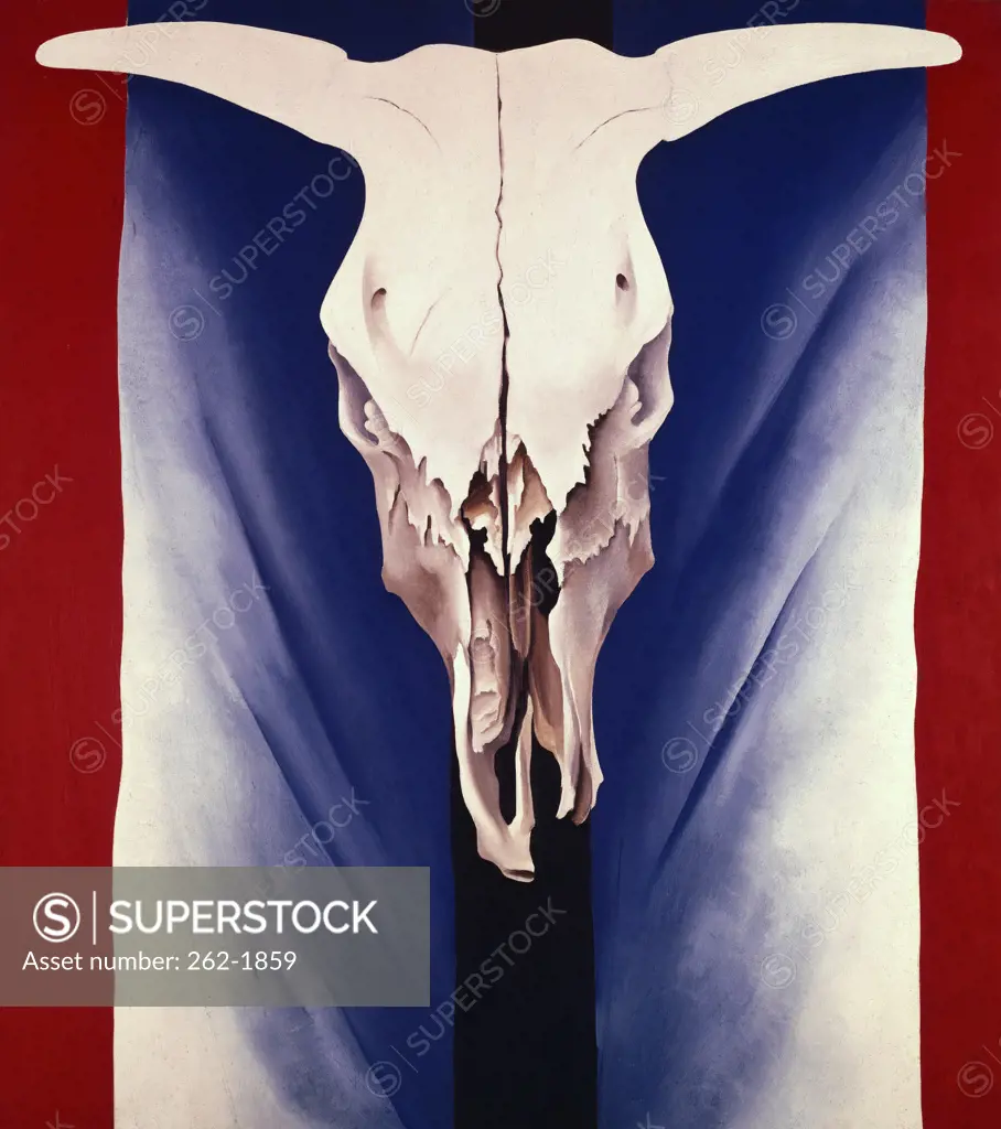 Cow's Skull: Red, White and Blue by Georgia O'Keeffe, oil on canvas, 1887-1986