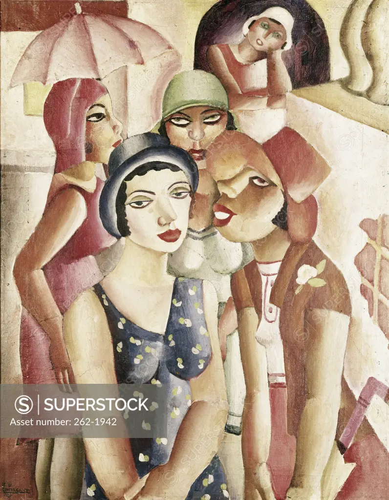 Cinco Mocas de Guaratingueta by Emiliano di Cavalcanti, oil on canvas,, 1930, 1897-1976