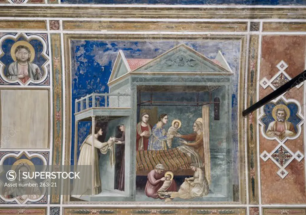 The Birth of the Virgin 1303-1305 Giotto (ca.1266-1337 Italian) Fresco Capella degli Scrovegni, Padua, Italy
