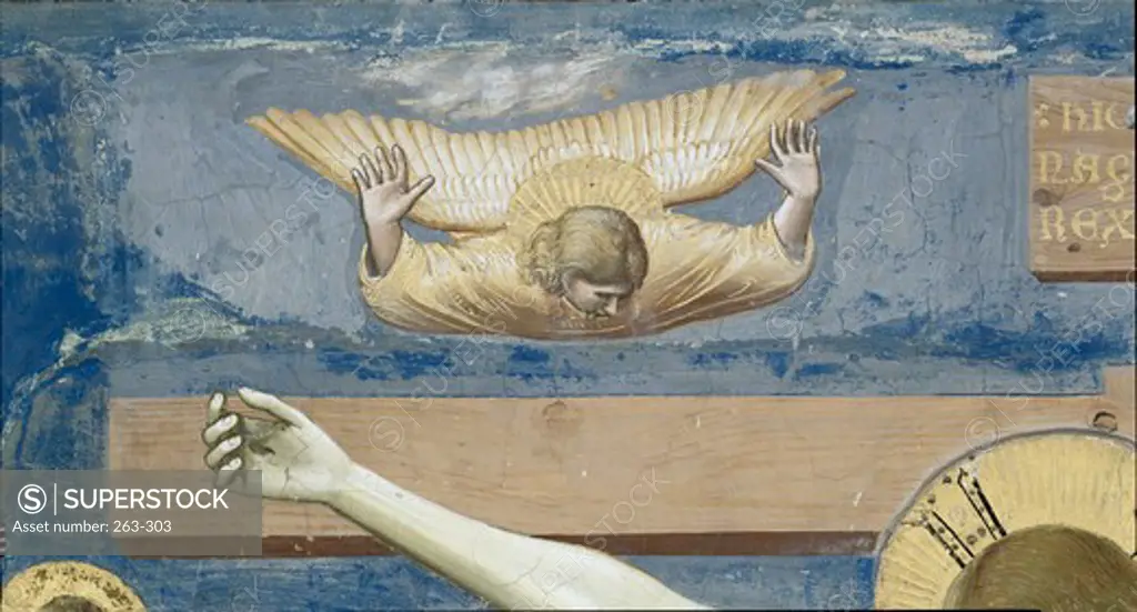 The Crucifixion - Detail  Giotto (ca.1266-1337 Italian) Fresco Capella Scrovegni, Padua, Italy
