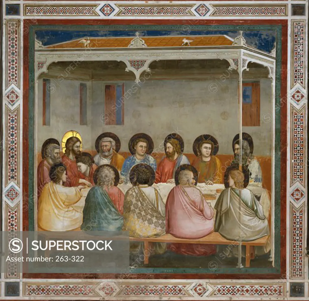 The Last Supper Giotto di Bondone (c.1266-1337/Italian) Fresco Arena Chapel, Padua, Italy