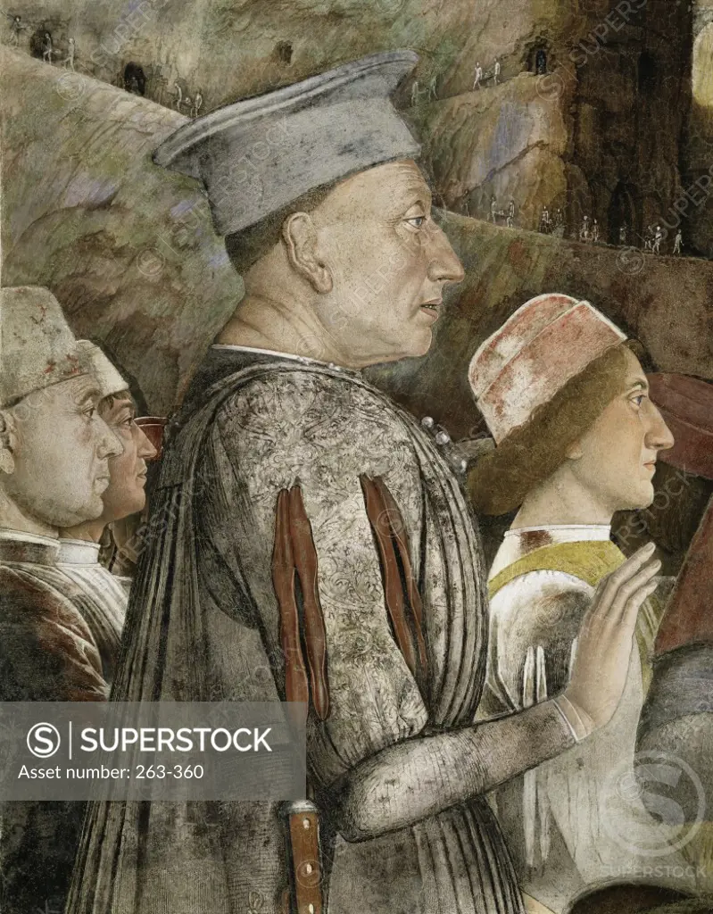 CAMERA DEGLI SPOSI:THE MEETING (DETAIL OF LUDOVICO III) FRESCO Mantegna, Andrea 1431 d1506 Italian Palazzo Ducale, Mantua, Italy 