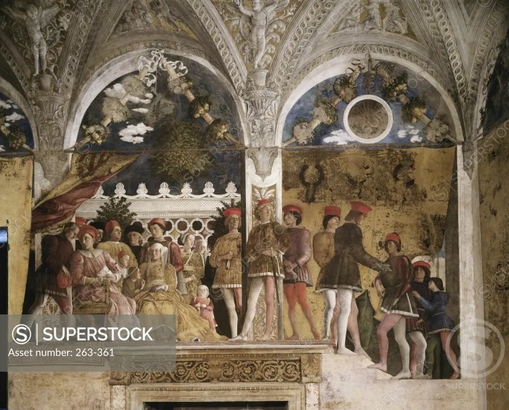 Bedroom of the Wife: North Wall -The Court (Detail)  (Camera degli Sposi)    Andrea Mantegna (1431-1506/Italian) Fresco  Palazzo Ducale, Mantua 