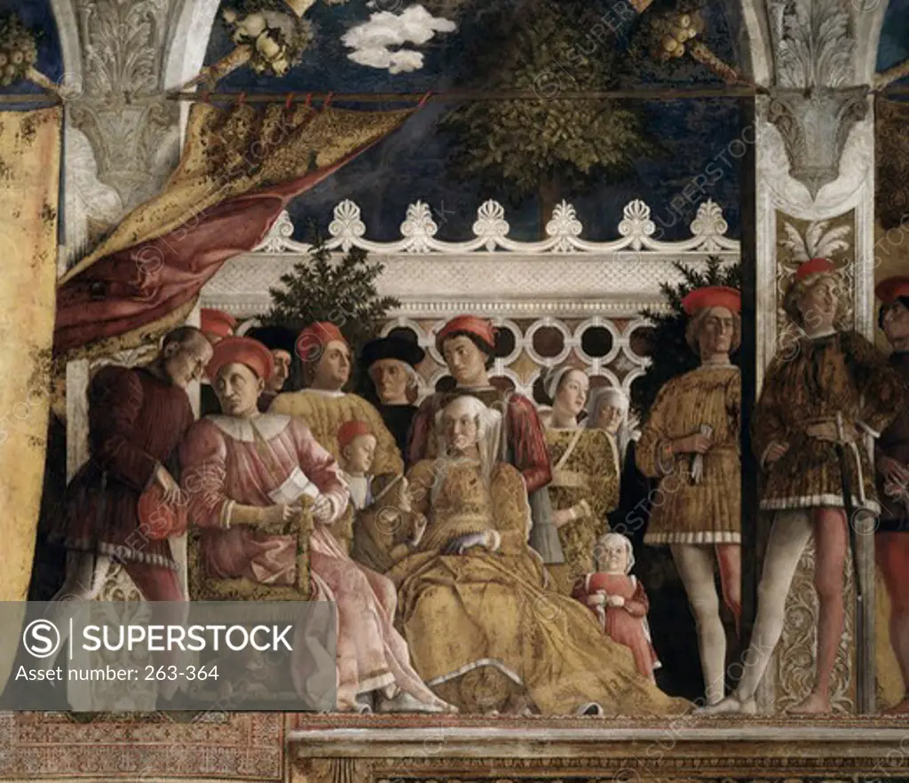 Camera Degli Sposi: The Court, Andrea Mantegna, (1431-1506 Italian), Fresco, Palazzo Ducale, Mantua, Italy