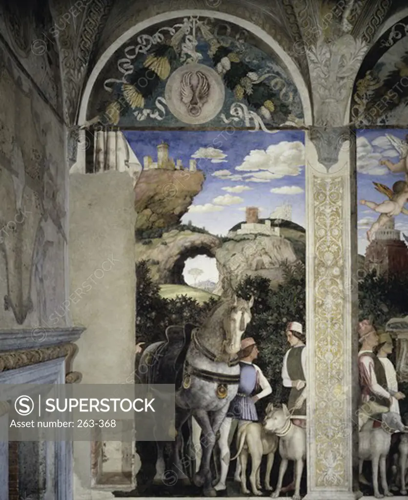 Camera degli Sposi: West Wall (Grooms) Andrea Mantegna (1431-1506 Italian) Fresco Palazzo Ducale, Mantua, Italy  