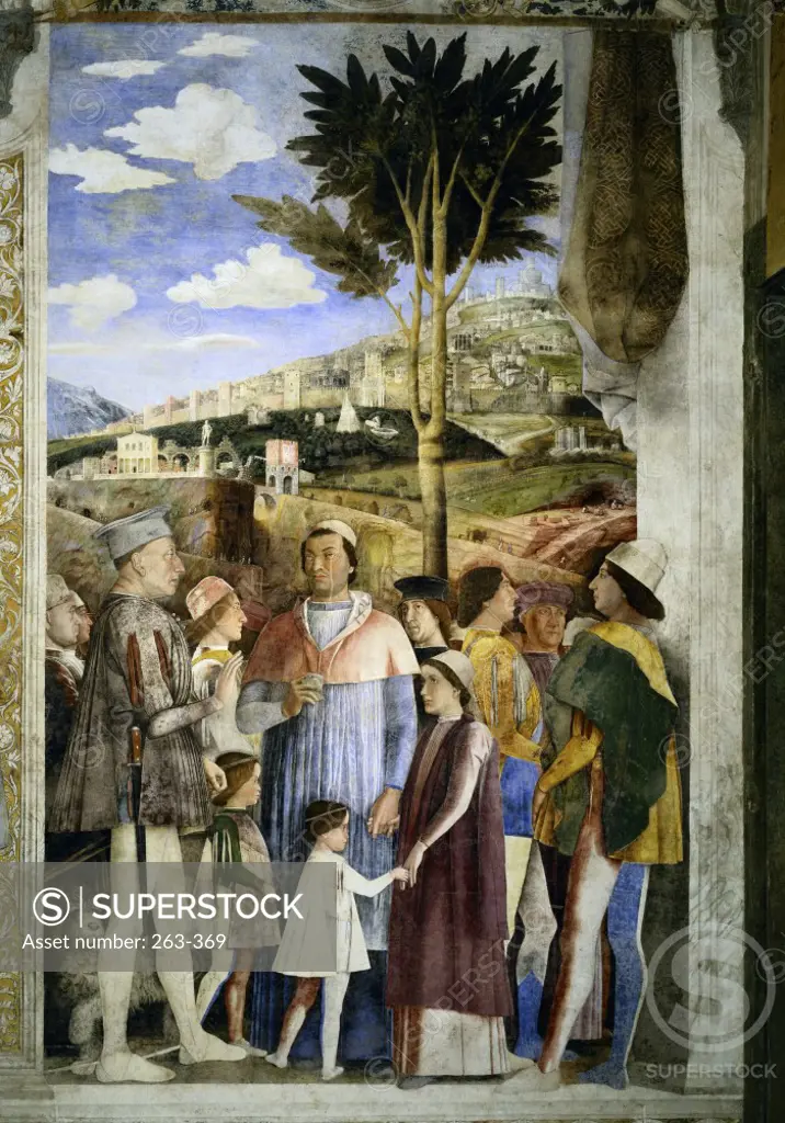 Camera degli Sposi:  The Meeting  Andrea Mantegna (1431-1506/Italian)  Fresco  Palazzo Ducale, Mantua 