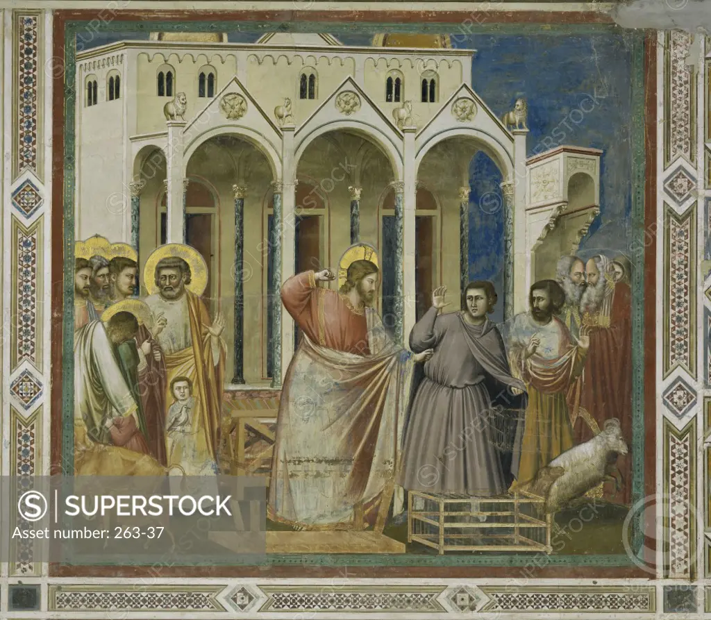 Cleansing of the Temple Giotto di Bondone (c. 1266-1337 /Florentine)  Fresco  Arena Chapel, Cappella degli Scrovegni, Padua 