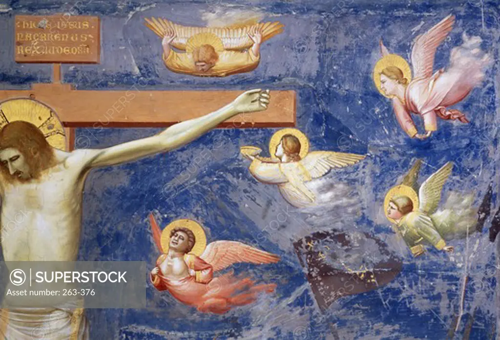 The Crucifixion - Detail Giotto (ca.1266-1337 Italian) Fresco Capella Scrovegni, Padua, Italy