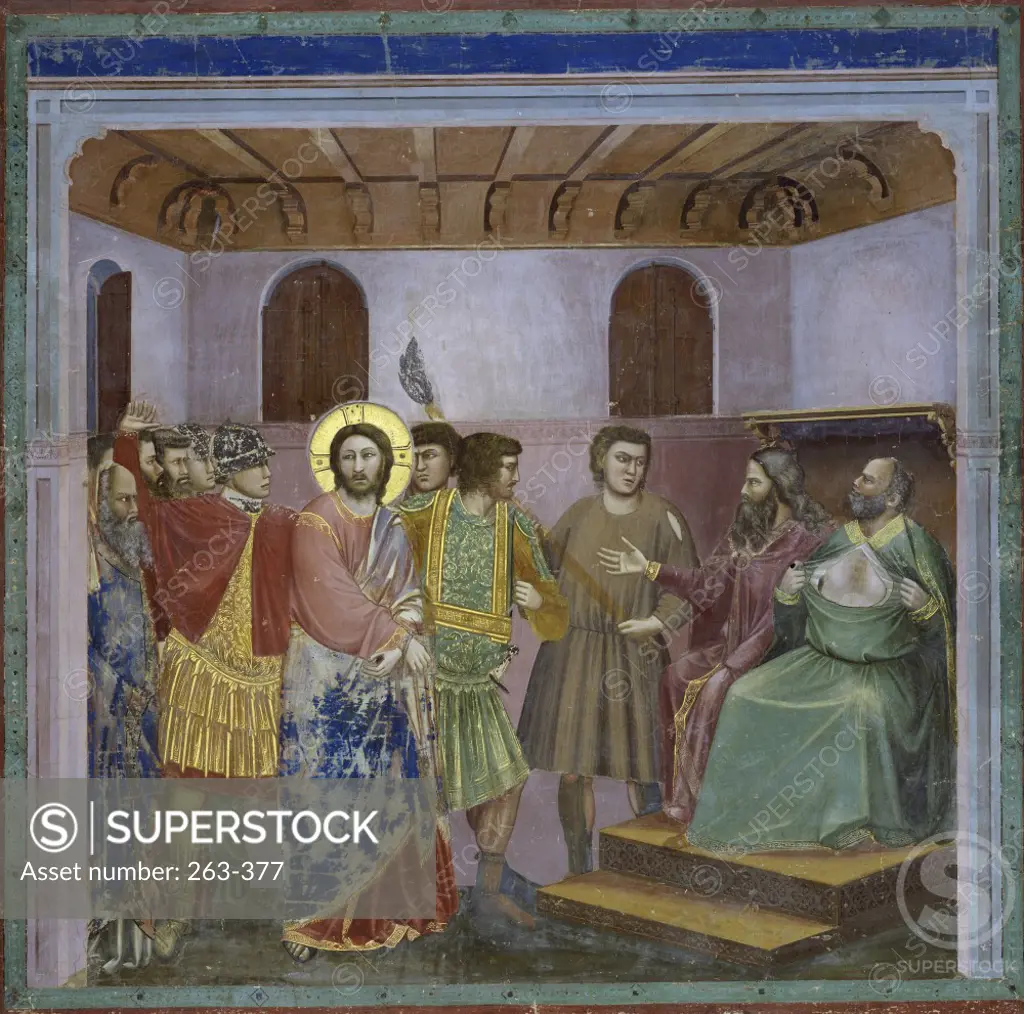 Jesus before Caiaphas  Giotto di Bondone (c. 1266-1337 /Florentine)  Fresco  Arena Chapel, Cappella degli Scrovegni, Padua 