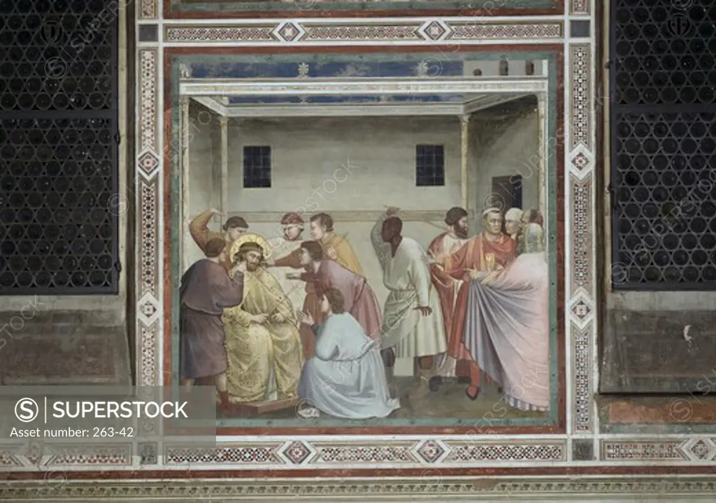 The Mocking of Christ Giotto (ca. 1266-1337 Italian) Arena Chapel, Cappella Degli Scrovegni, Padua 