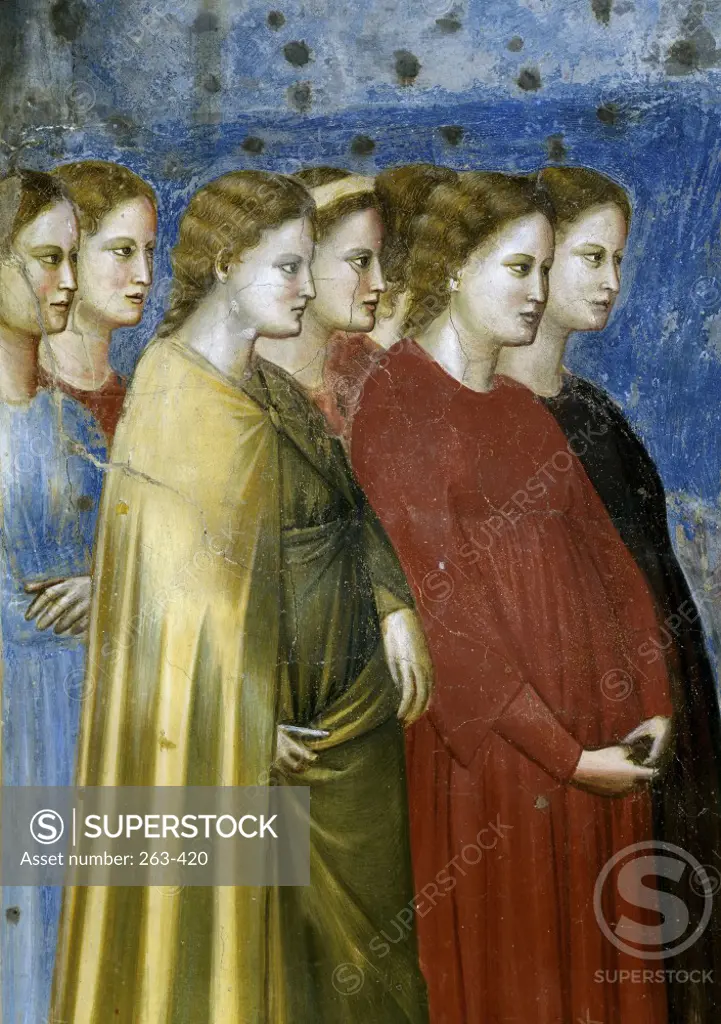 The Virgin's Wedding Procession  (Detail)  c. 1305/13,  Giotto di Bondone (c. 1266-1337/Florentine) Fresco  Arena Chapel, Cappella degli Scrovegni, Padua 