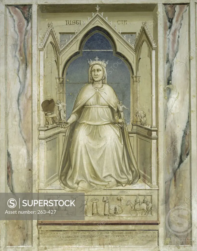 Justice   Giotto di Bondone (ca.1266-1337/Italian) Fresco Arena Chapel, Cappella degli Scrovegni, Padua, Italy 