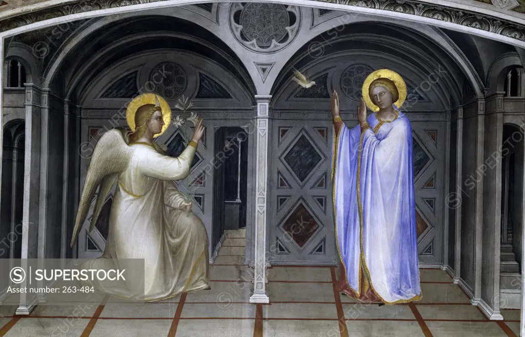 The Annunciation  c. 1376/78,  Giusto di Giovanni Menabuoi (op. 1363-1393 /Italian)  Fresco  Baptistry of the Cathedral, Padua 