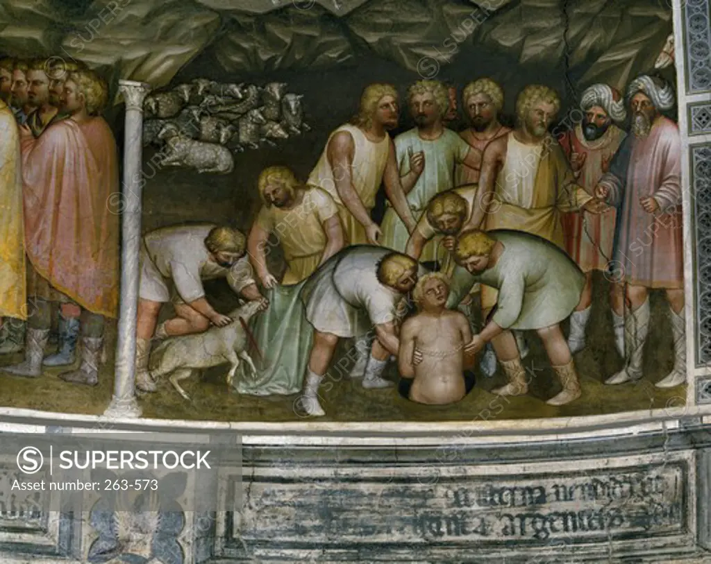 Joseph is Sold to Merchants by his Brothers,  from Stories of Jacob by Giusto de' Menabuoi,  fresco,  (Circa 1320 1391),  Italy,  Padua,  Padua Cathedral,  Baptistery