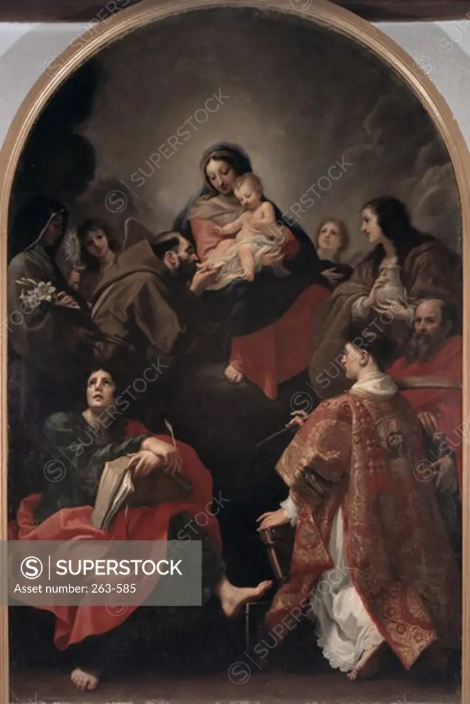 Madonna Enthroned With Baby Amongst Angels  1655 Baldassare Franceschini (1611-1689 Italian) Tempera On Canvas Pinacoteca, Volterra, Italy